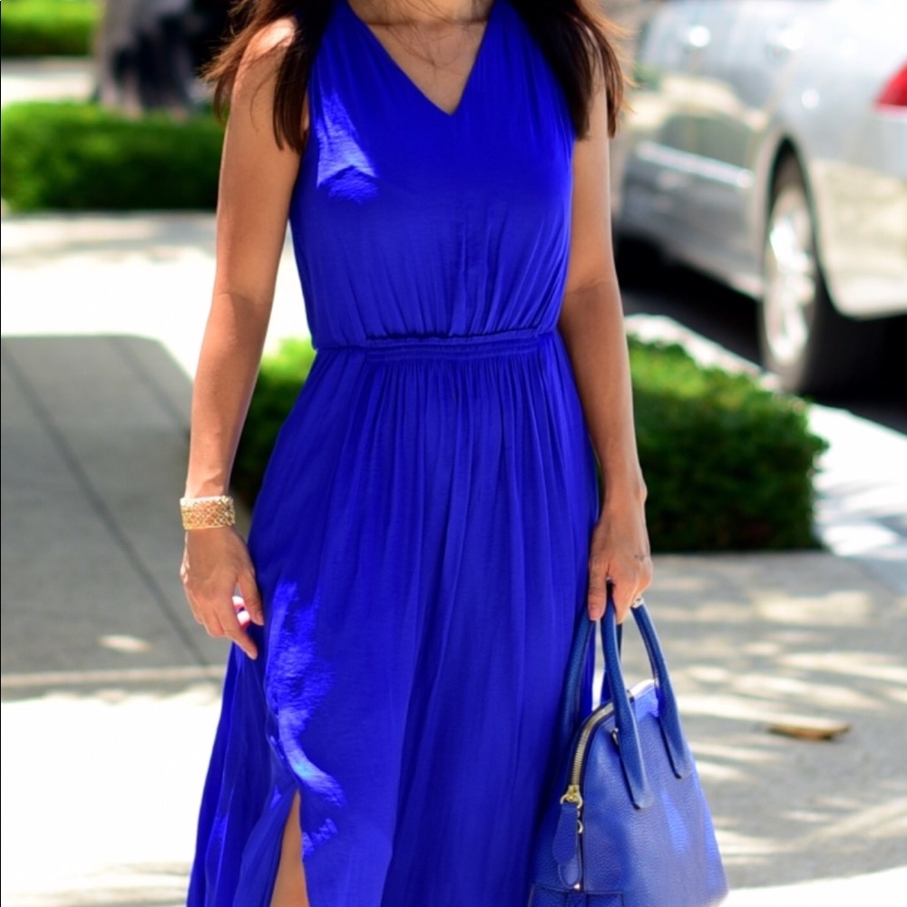 BANANA REPUBLIC Cobalt Blue V Neck Casual Maxi